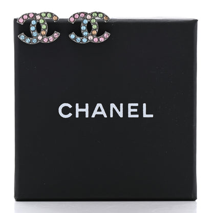 Chanel Ruthenium Crystal CC Earrings Multicolor 5 of 5
