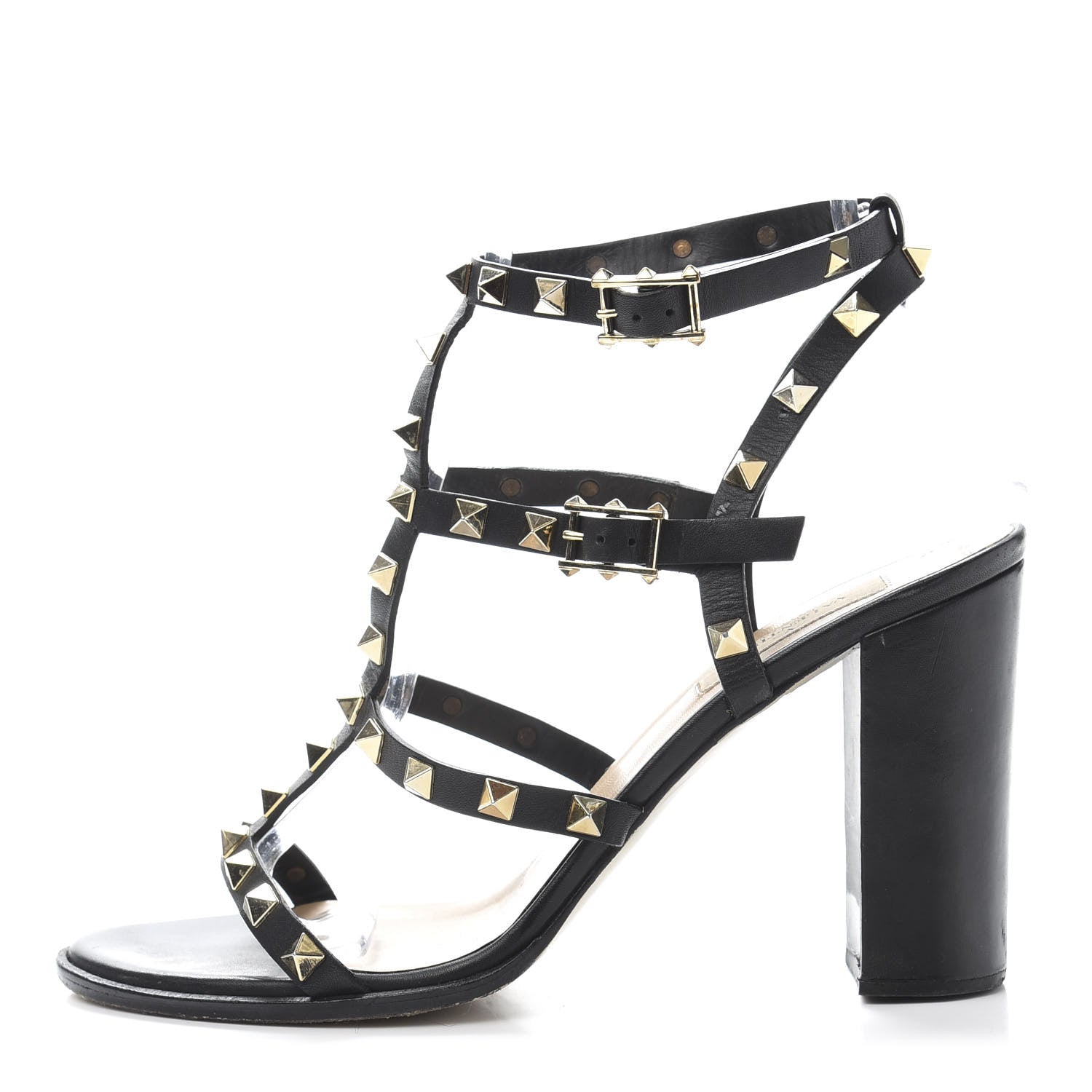 Valentino Garavani Calfskin Rockstud 90mm City Sandals 40 Black 1 of 7