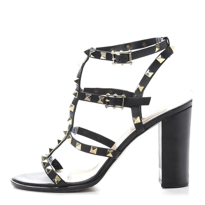 Valentino Garavani Calfskin Rockstud 90mm City Sandals 40 Black 1 of 7
