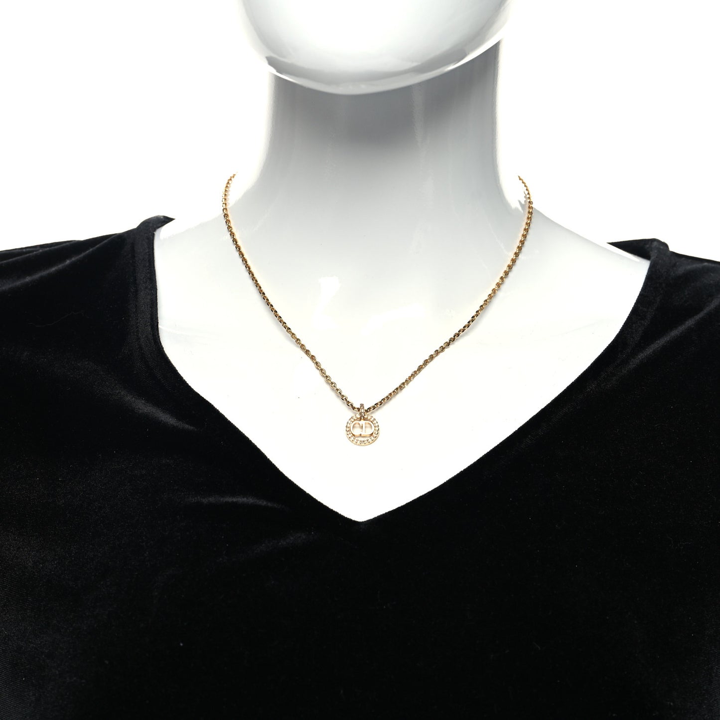 Metal Crystal CD Necklace Gold