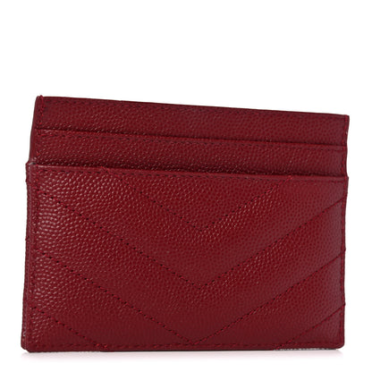 Saint Laurent Grain De Poudre Matelasse Chevron Monogram Credit Card Case Palissandre 3 of 9