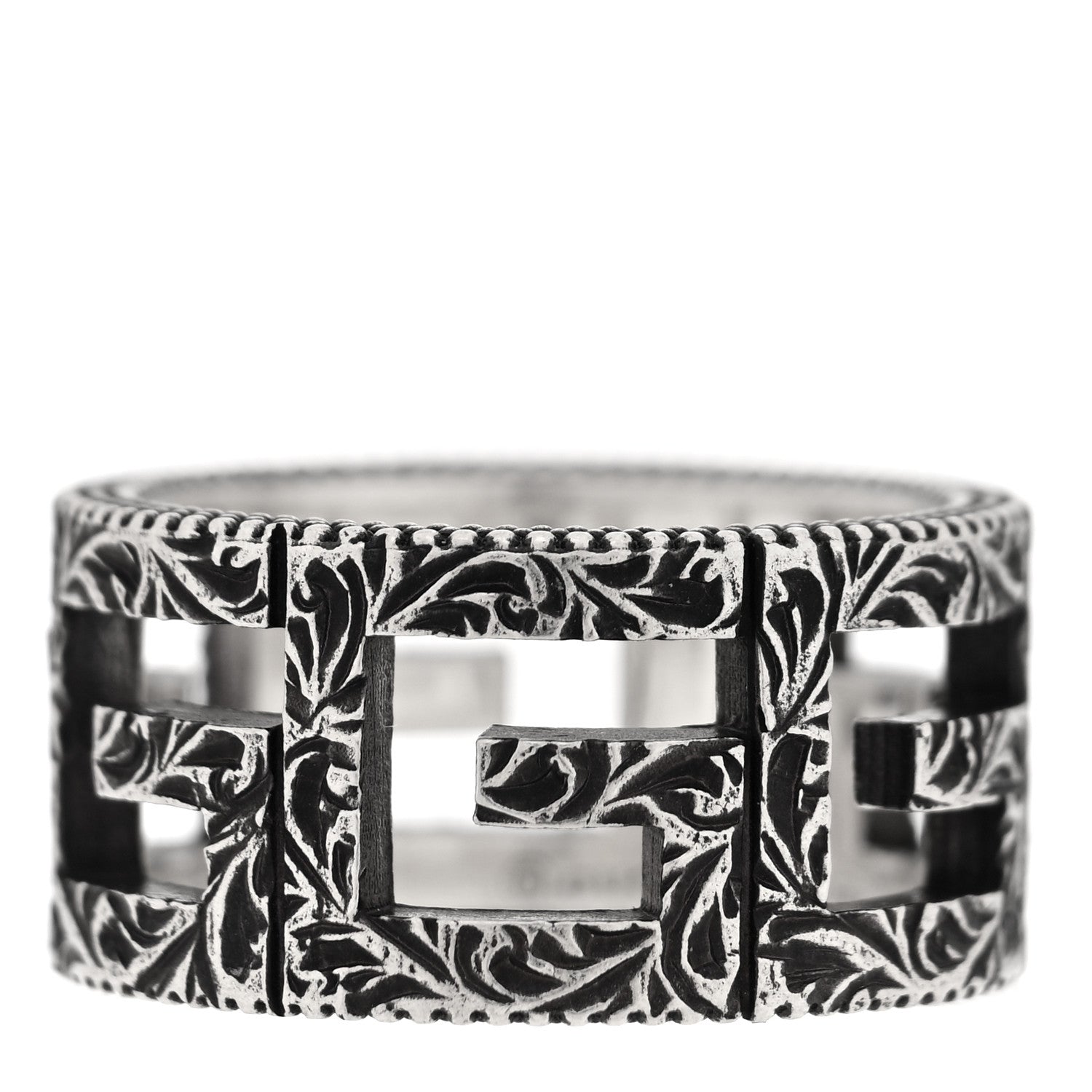 Gucci Sterling Silver Wide Square G Band Ring 54 6.75 1 of 4