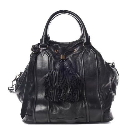 Burberry Grainy Calfskin Tassel Drawstring Shoulder Bag Black 1 of 19