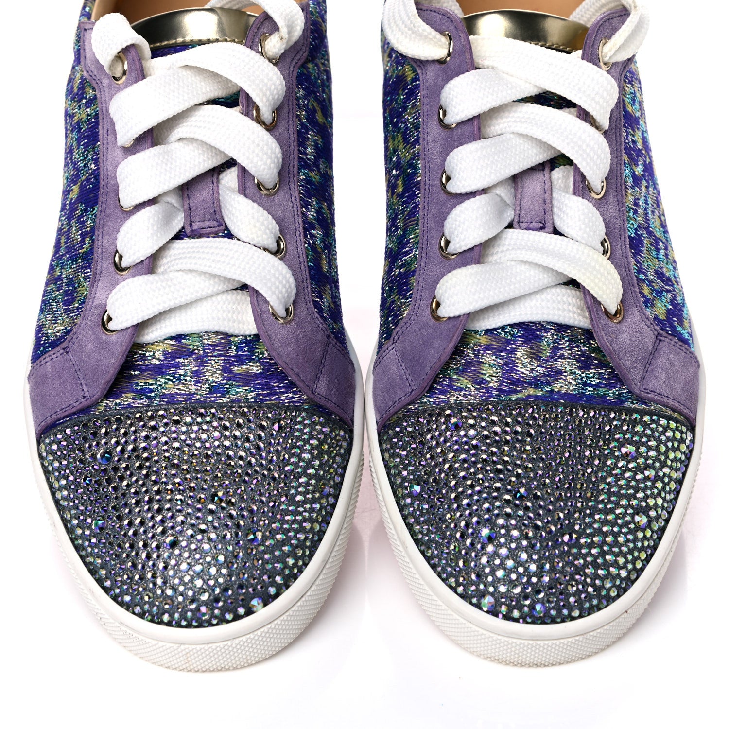 Christian Louboutin Crystal Metallic Suede Woven Lurex Gondolastrass Sneakers 38 Version Digitale 6 of 13