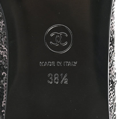 Chanel Sequin Lambskin Quilted CC Loafers 38.5 Black 7 of 9