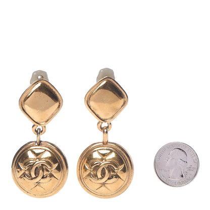 Chanel CC Large Drop Clip On Earrings Gold 2 of 4
