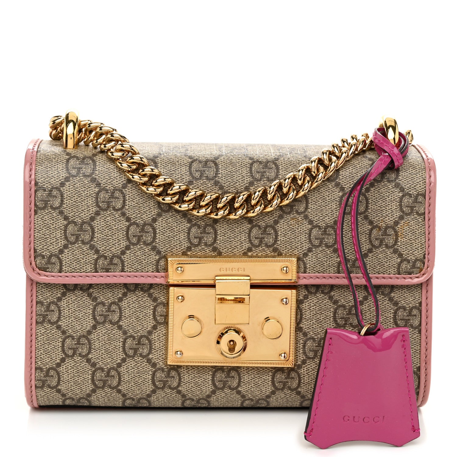 Gucci GG Supreme Monogram Patent Small Padlock Shoulder Bag Multicolor 1 of 12