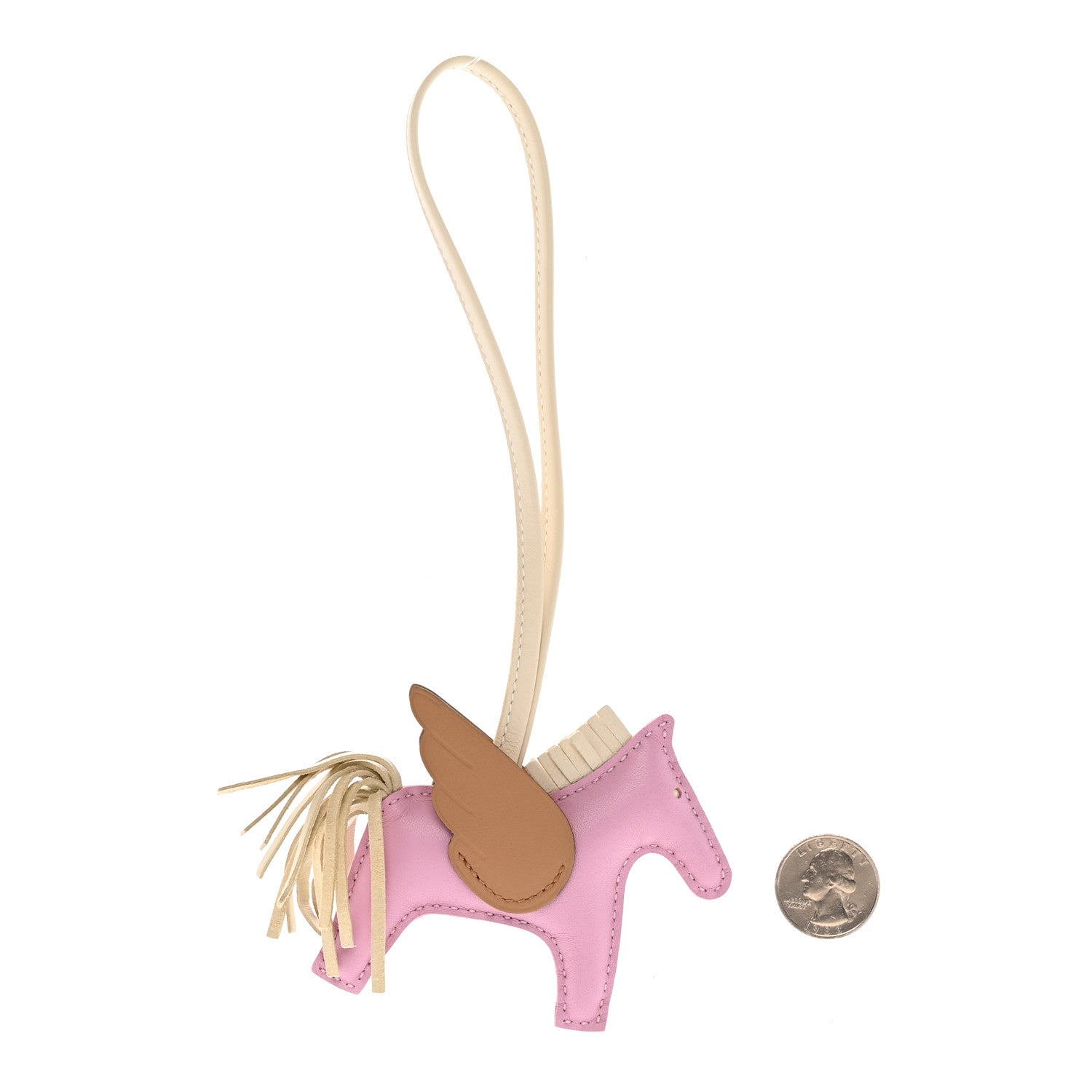 Hermes Milo Lambskin Grigri Rodeo Pegase Horse Bag Charm PM Mauve Sylvestre Craie Chai 2 of 6