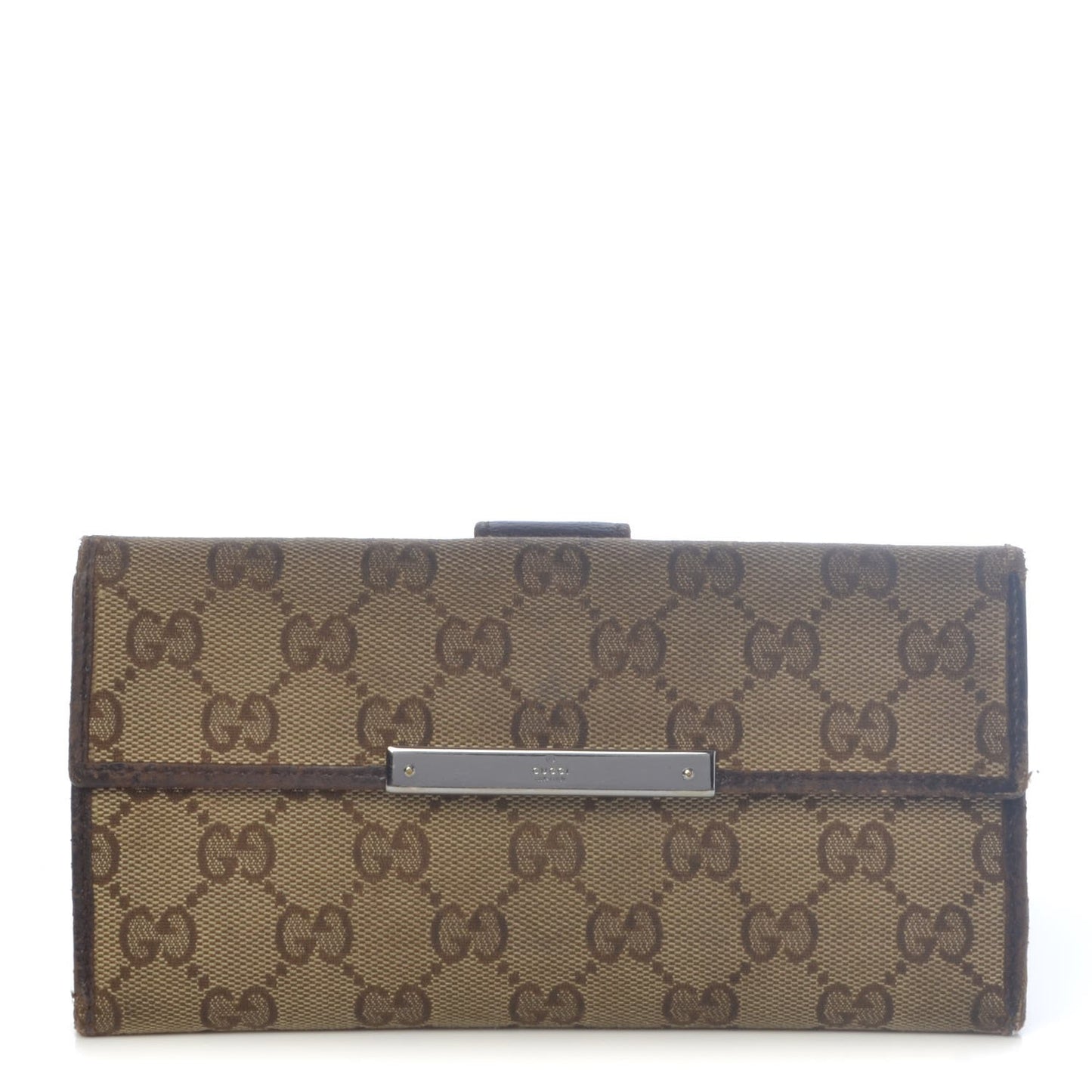 Monogram Metal Bar Continental Flap Wallet Beige Ebony Dark Brown