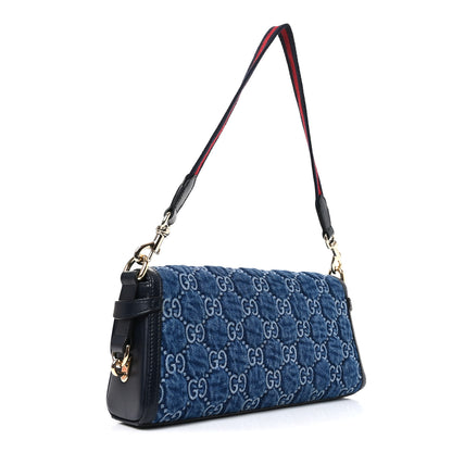 Gucci GG Monogram Denim Small Luce Shoulder Bag Blue 3 of 10