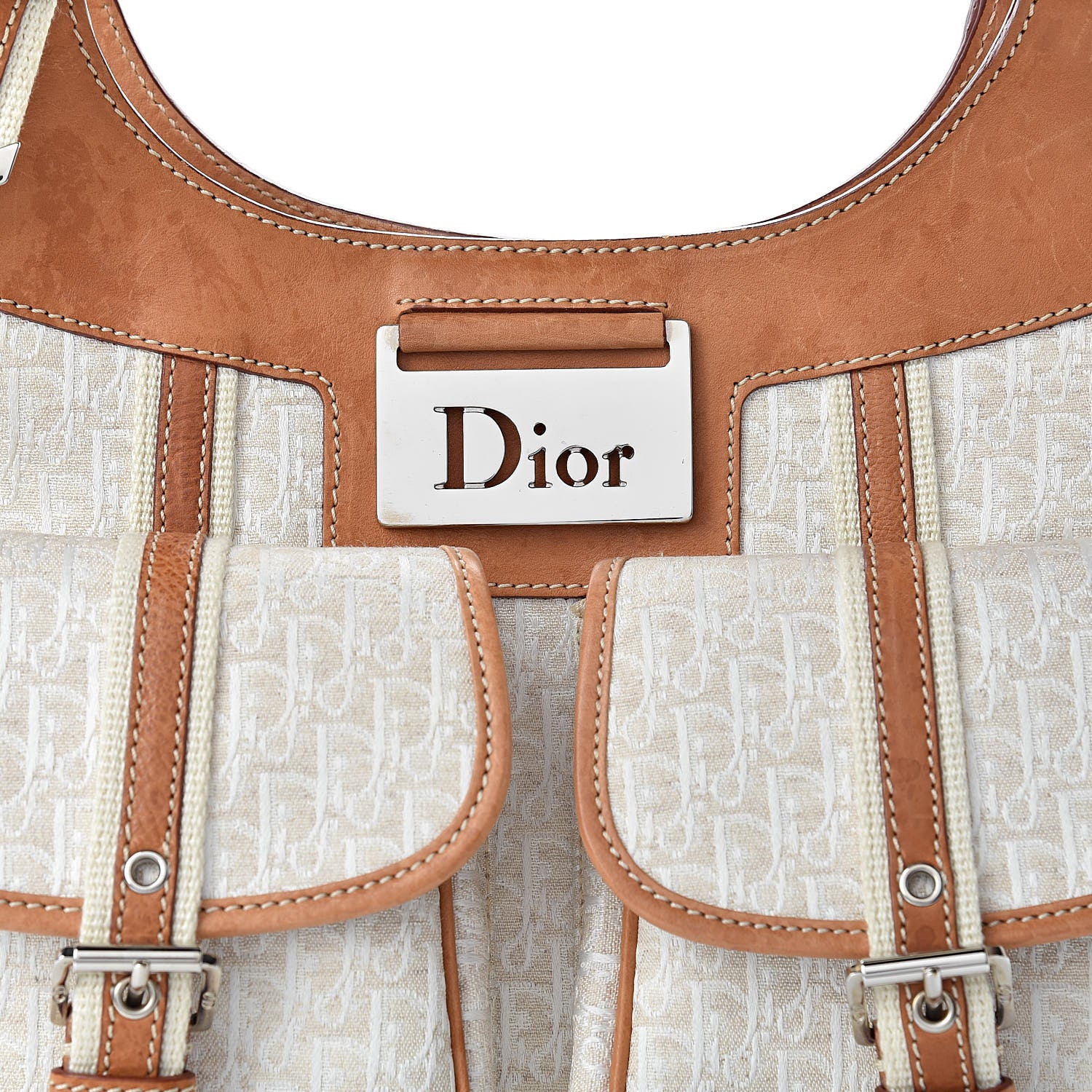 Christian Dior Monogram Tote White Tan 8 of 18