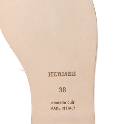 Hermes Box Calfskin Oran Sandals 38 White 6 of 9