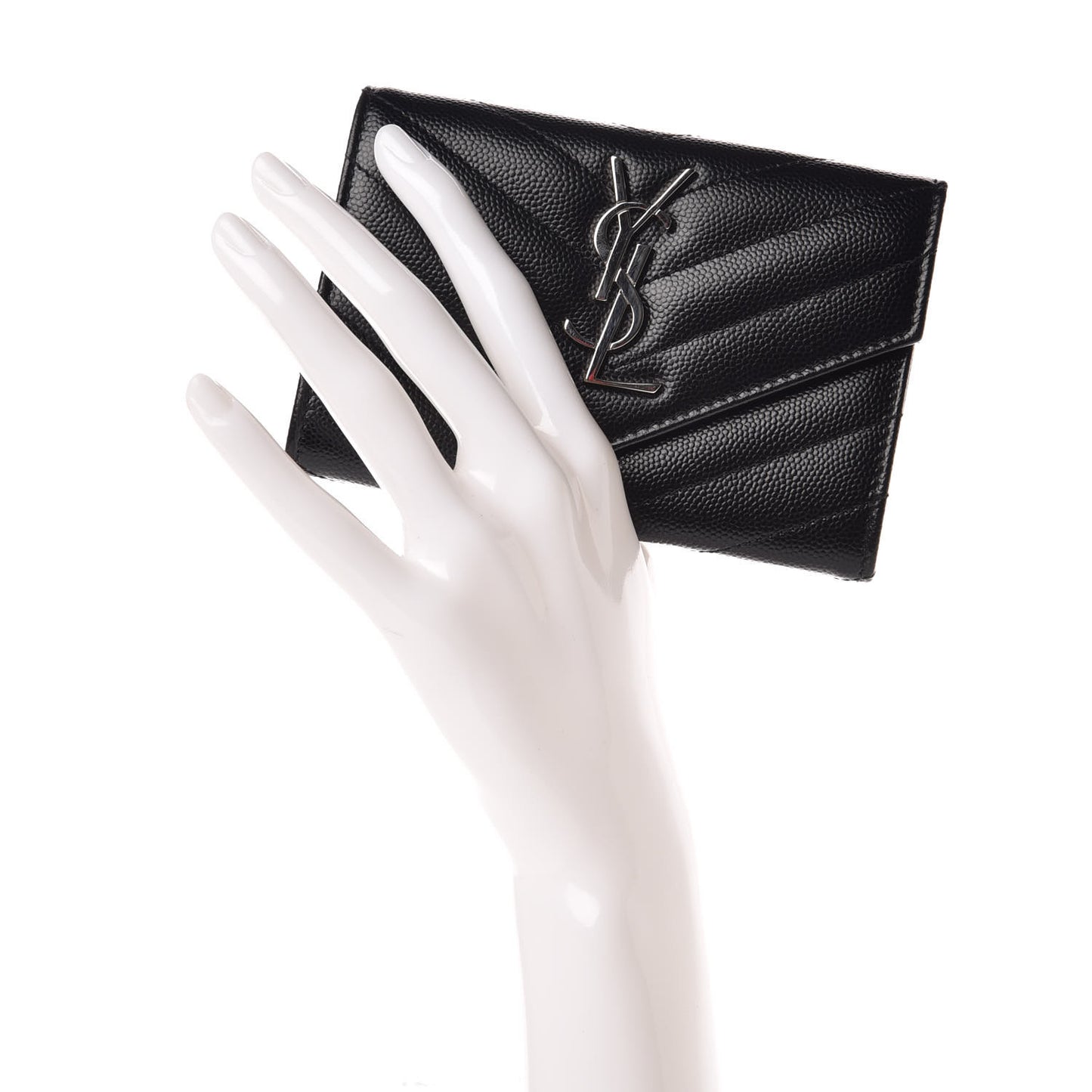 Grain De Poudre Matelasse Chevron Small Monogram Envelope Wallet Black