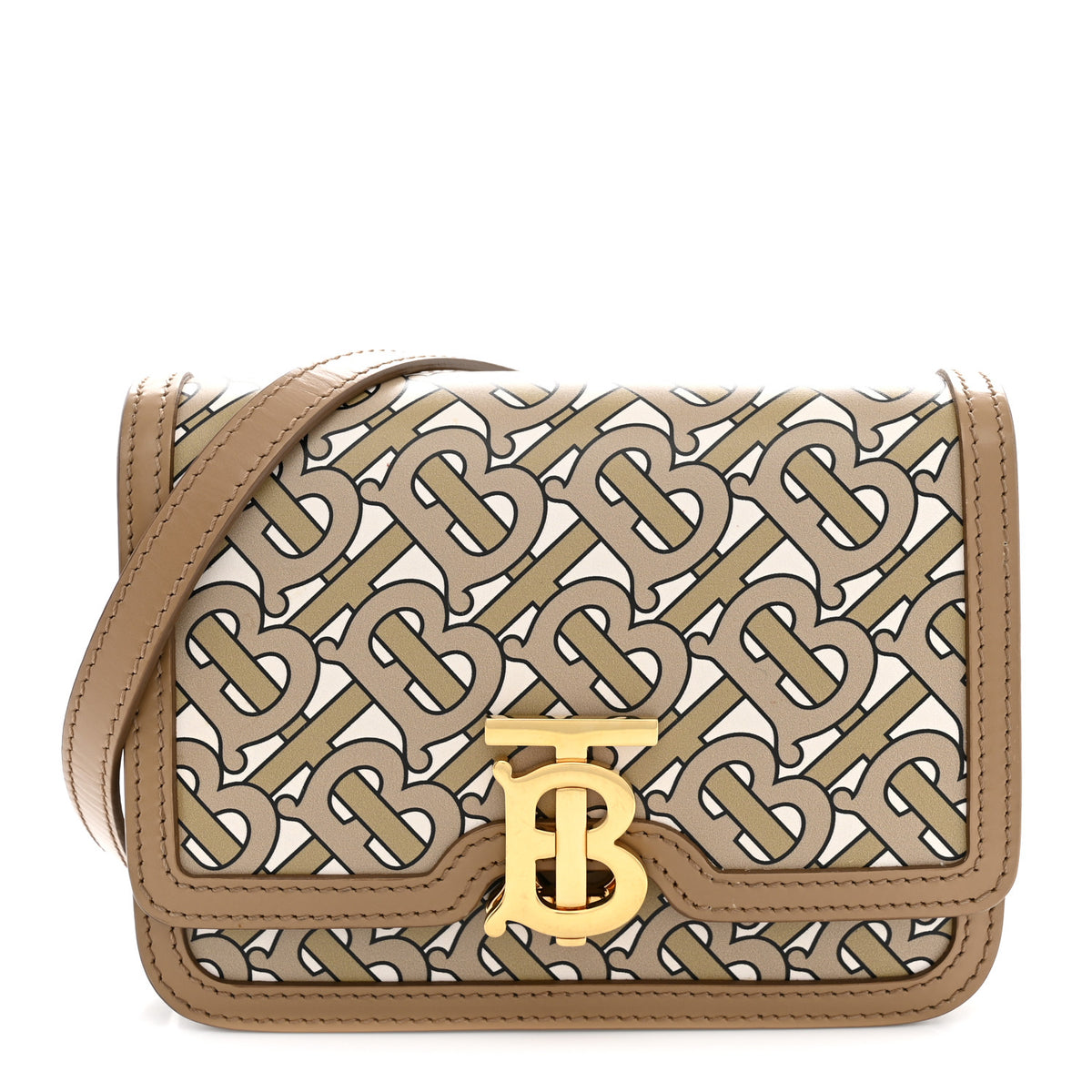 Calfskin Monogram Mini TB Bag Beige