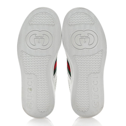 Gucci Calfskin Web Perforated Womens Platform 55mm Sneakers 38.5 White Bright Splash 6 of 9