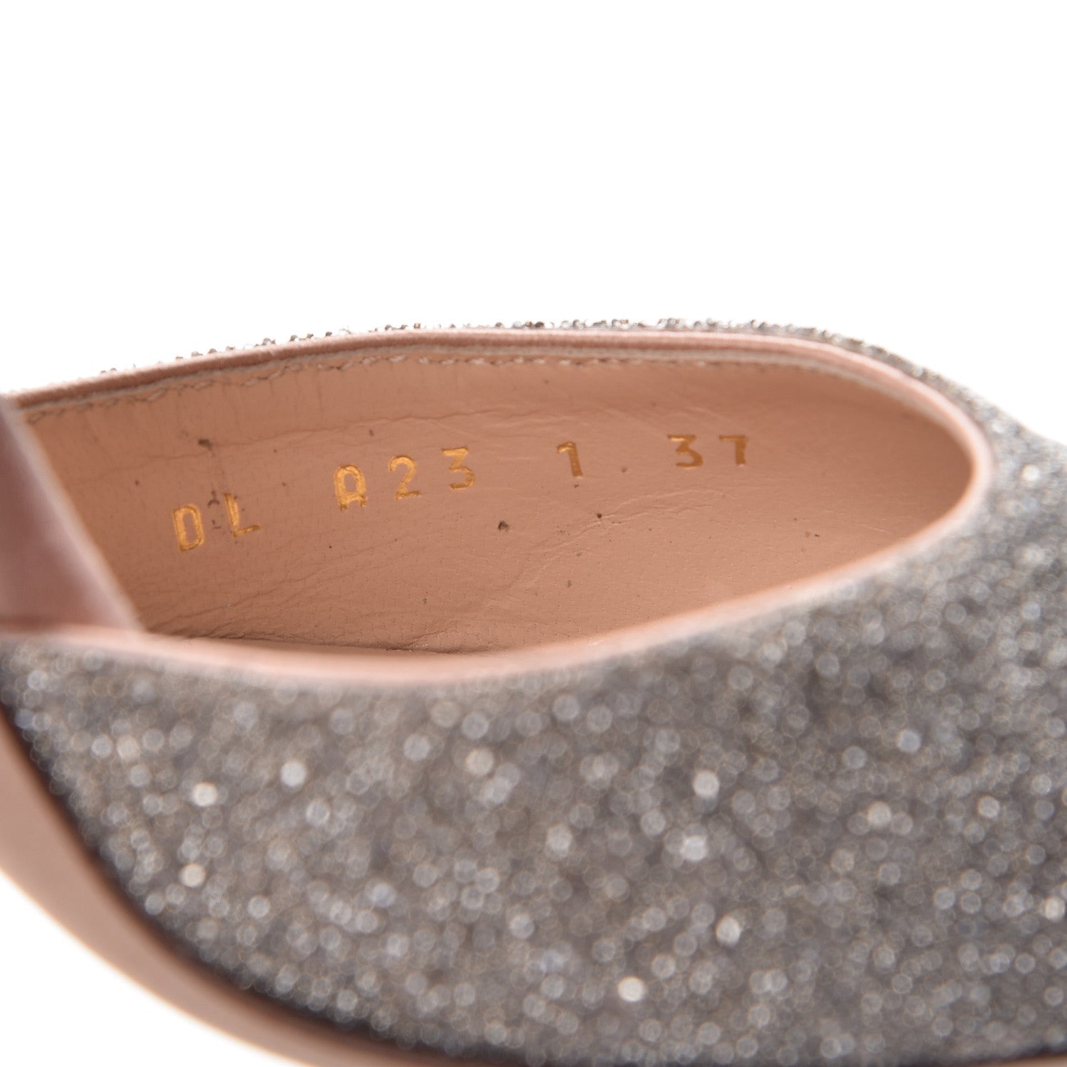 Valentino Garavani Glitter Calfskin Ankle Strap Pumps 37 Poudre Gold 8 of 9