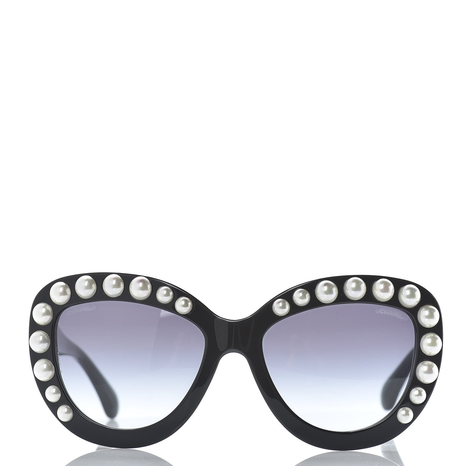 Chanel Pearl Cat Eye Sunglasses 71096 Black 2 of 7