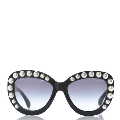 Chanel Pearl Cat Eye Sunglasses 71096 Black 2 of 7