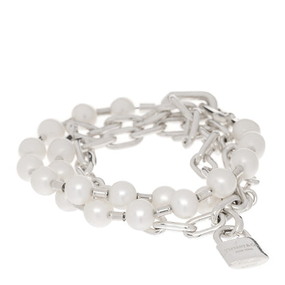 Tiffany Sterling Silver Freshwater Cultured Pearl HardWear Lock Bracelet 1 of 7