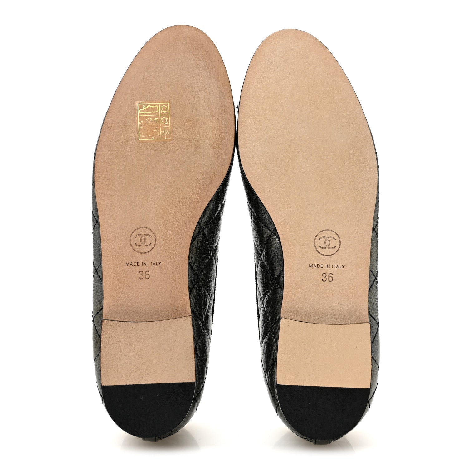 Chanel Metallic Aged Calfskin Quilted CC Cap Toe Ballerina Flats 36 Dark Silver 6 of 10