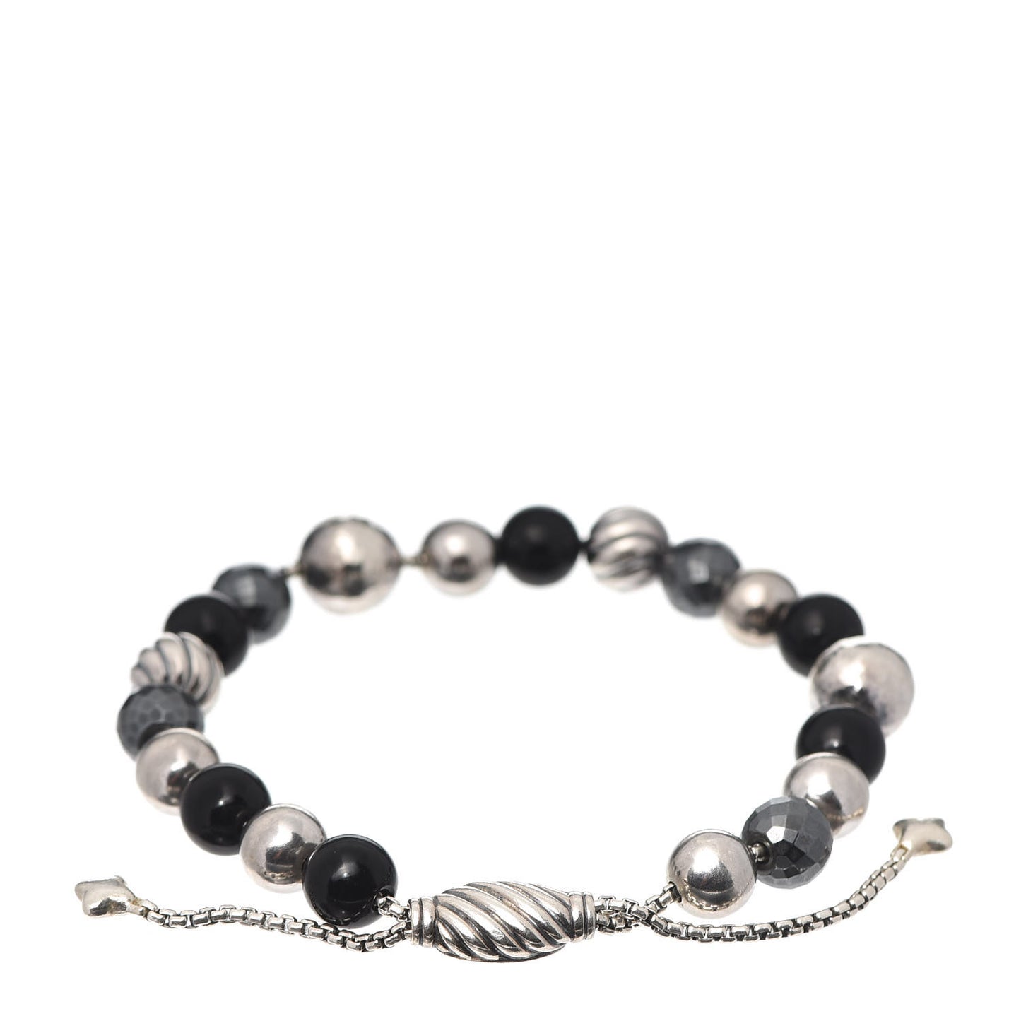 Sterling Silver Black Onyx Hematite 8mm Elements Bead Bracelet