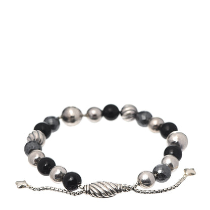 David Yurman Sterling Silver Black Onyx Hematite 8mm Elements Bead Bracelet 3 of 4