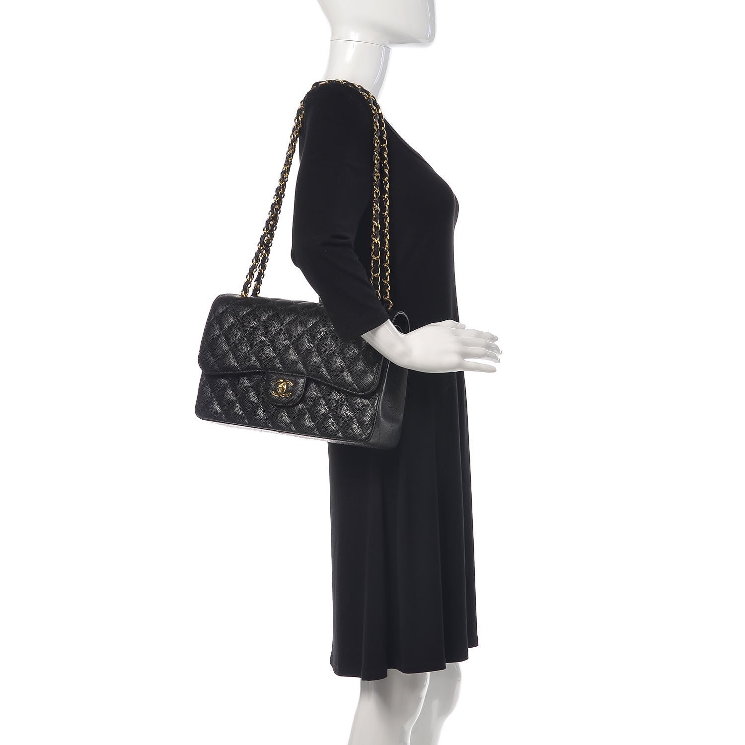 Chanel Caviar Quilted Jumbo Double Flap Black 2 of 9