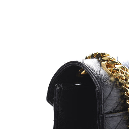 Saint Laurent Grain De Poudre Matelasse Chevron Large Monogram Satchel Black 11 of 12