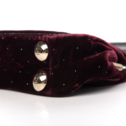 Fendi Velvet Calfskin Goatskin Neve Evening Bag Bordeaux 9 of 9