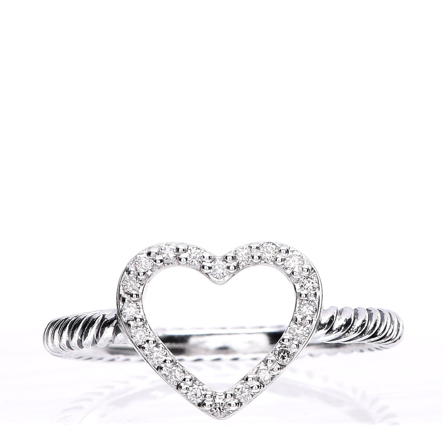 Sterling Silver Diamond 10mm Open Heart Ring 53.1 6.5