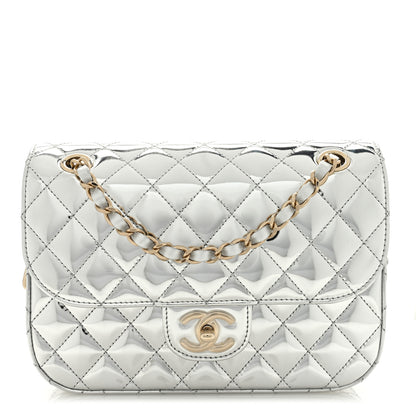 Chanel Mirror Calfskin Metallic Calfskin Medium Hollywood Boulevard Flap With Star Coin Purse Silvery 1 of 11