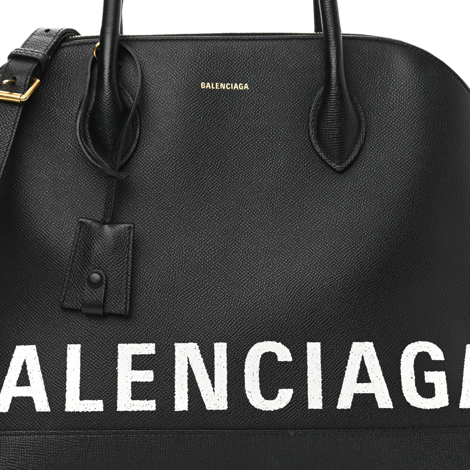 Balenciaga Signature Grained Calfskin Logo M Ville Top Handle Bag Black 5 of 12