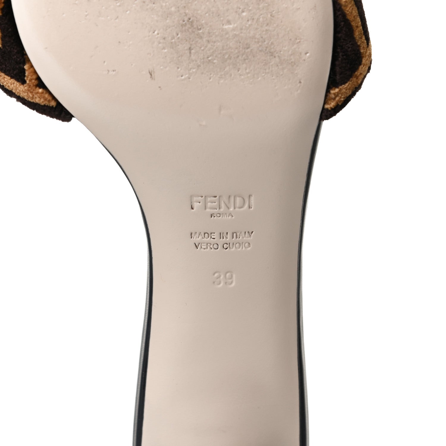 Fendi Velvet FF Slide Sandals 39 Tobacco 8 of 12