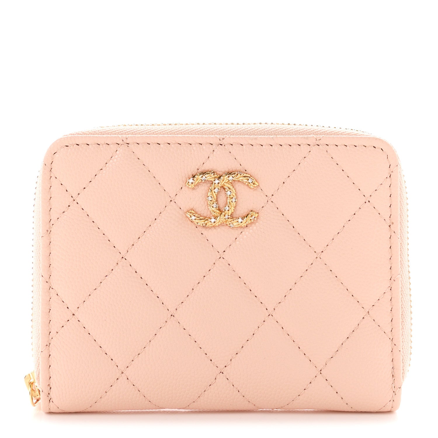 Chanel Caviar Crystal Quilted CC Zip Coin Purse Light Pink 1 of 9