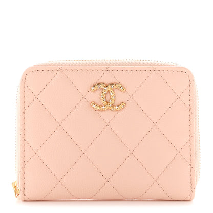 Chanel Caviar Crystal Quilted CC Zip Coin Purse Light Pink 1 of 9