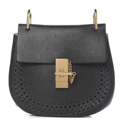 Chloe Calfskin Perforated Drew Shoulder Bag Black 2 of 20