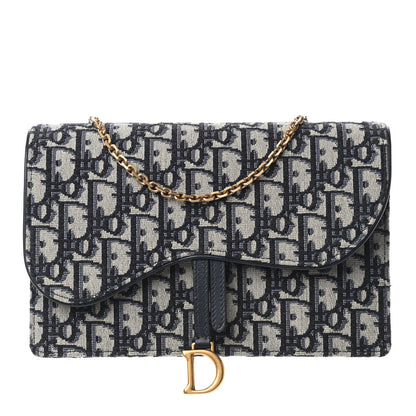 Christian Dior Oblique Saddle Chain Pouch Blue 1 of 9