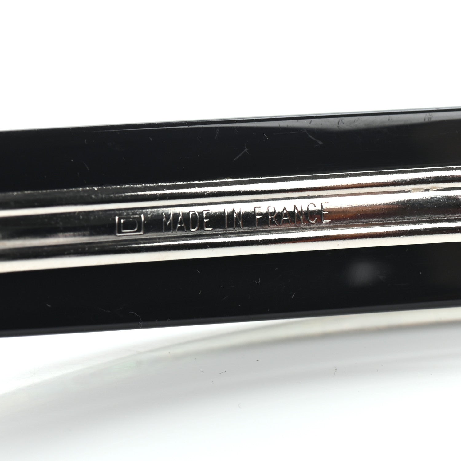 Chanel Resin Abalone Logo Hair Clip Barrette Black 3 of 3