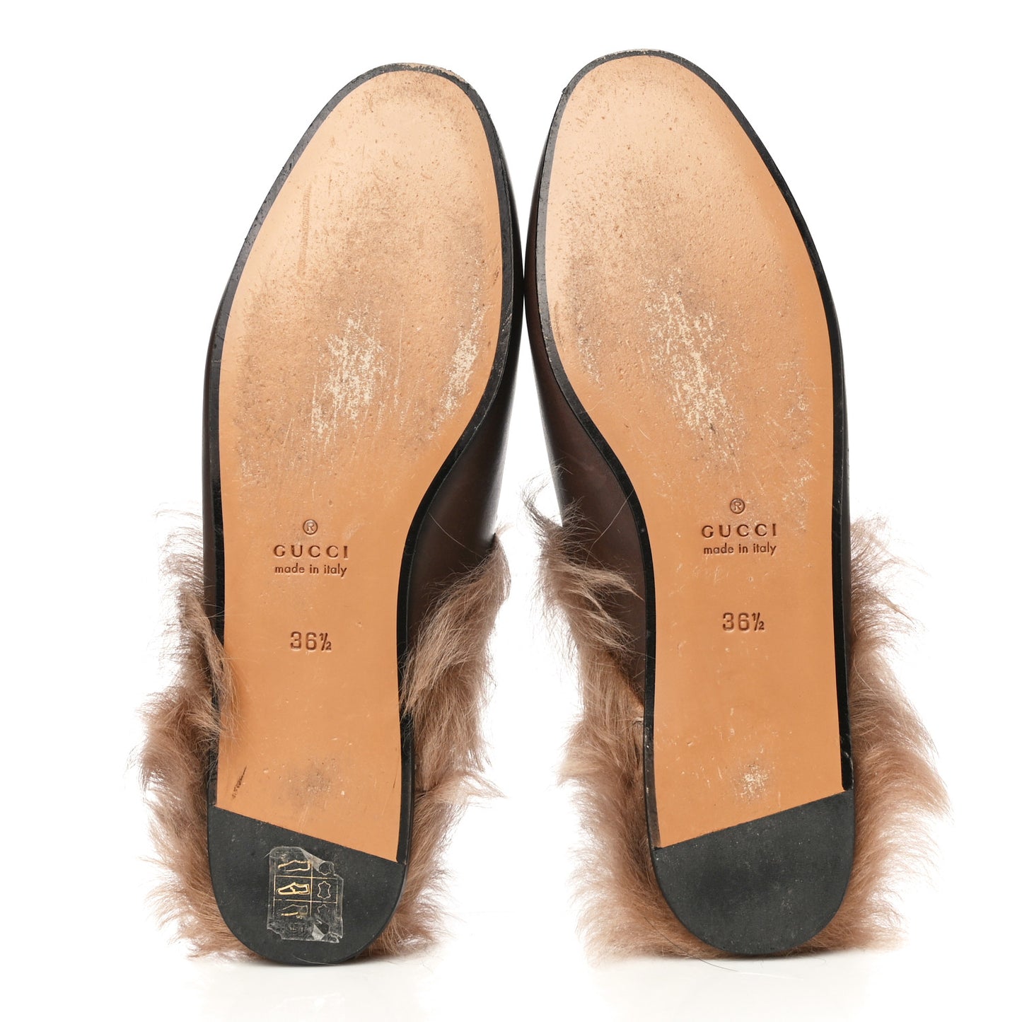 Calfskin Fur Womens Princetown Slippers 36.5 Brown