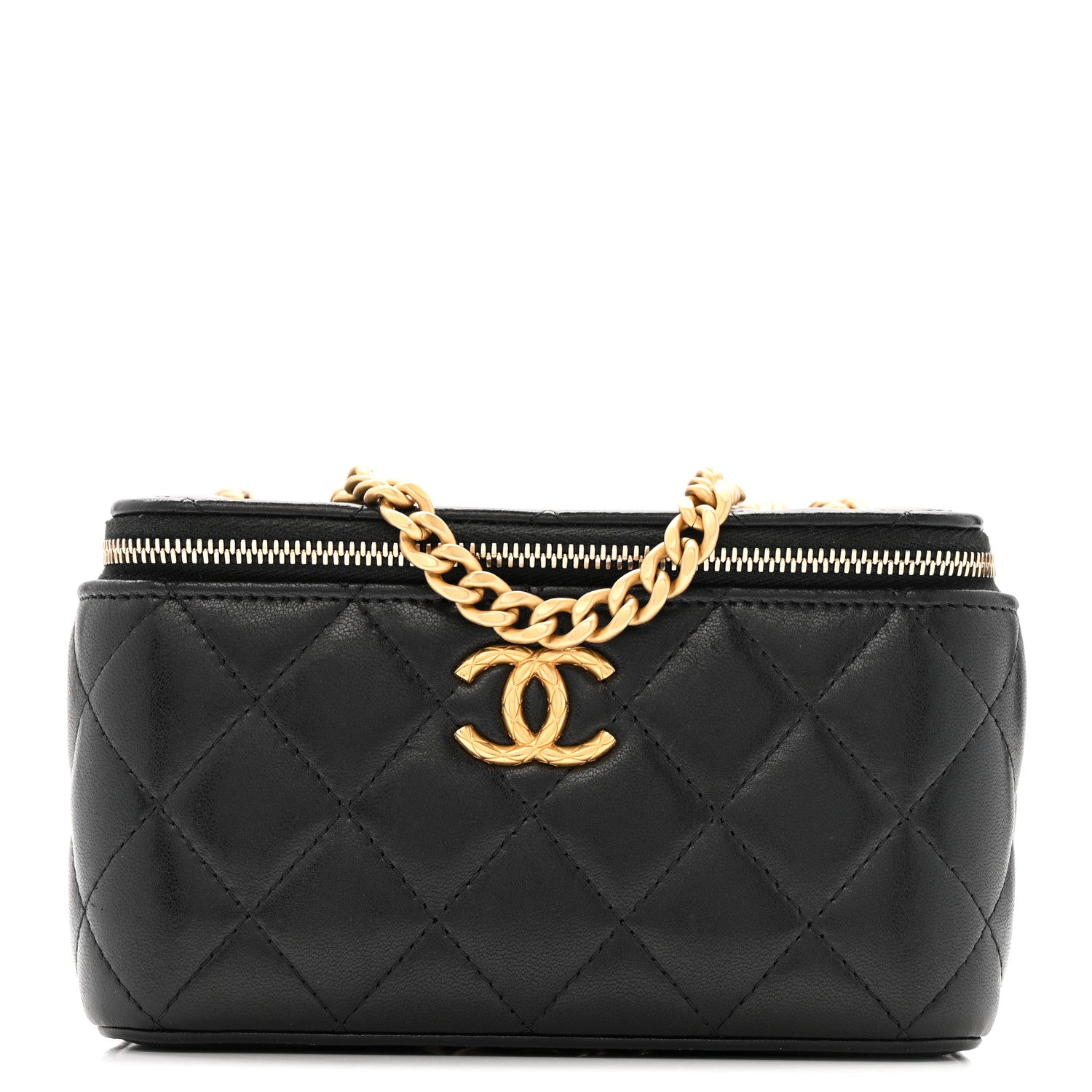 Chanel Lambskin Quilted Small Pillow Crush Vanity Case With Chain Black 1 of 11
