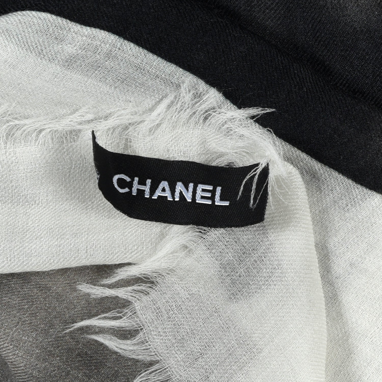 Chanel Cashmere Neon CC Fringe Scarf Black 4 of 5