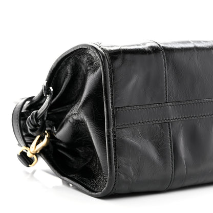 Prada Glossy Calfskin Triangle Medium Bonnie Shoulder Bag Black 8 of 9