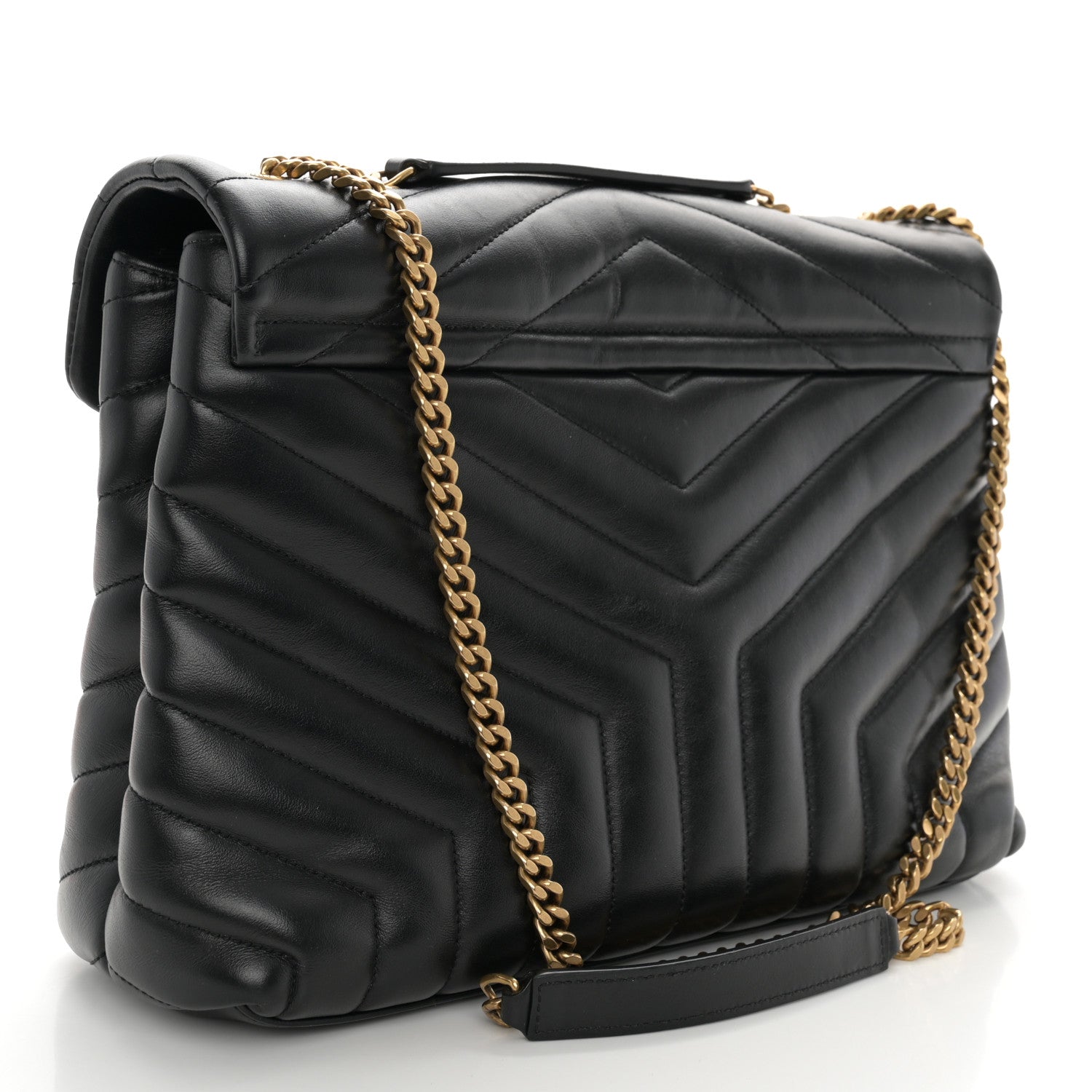 Saint Laurent Calfskin Y Quilted Monogram Medium Loulou Chain Satchel Black 3 of 12