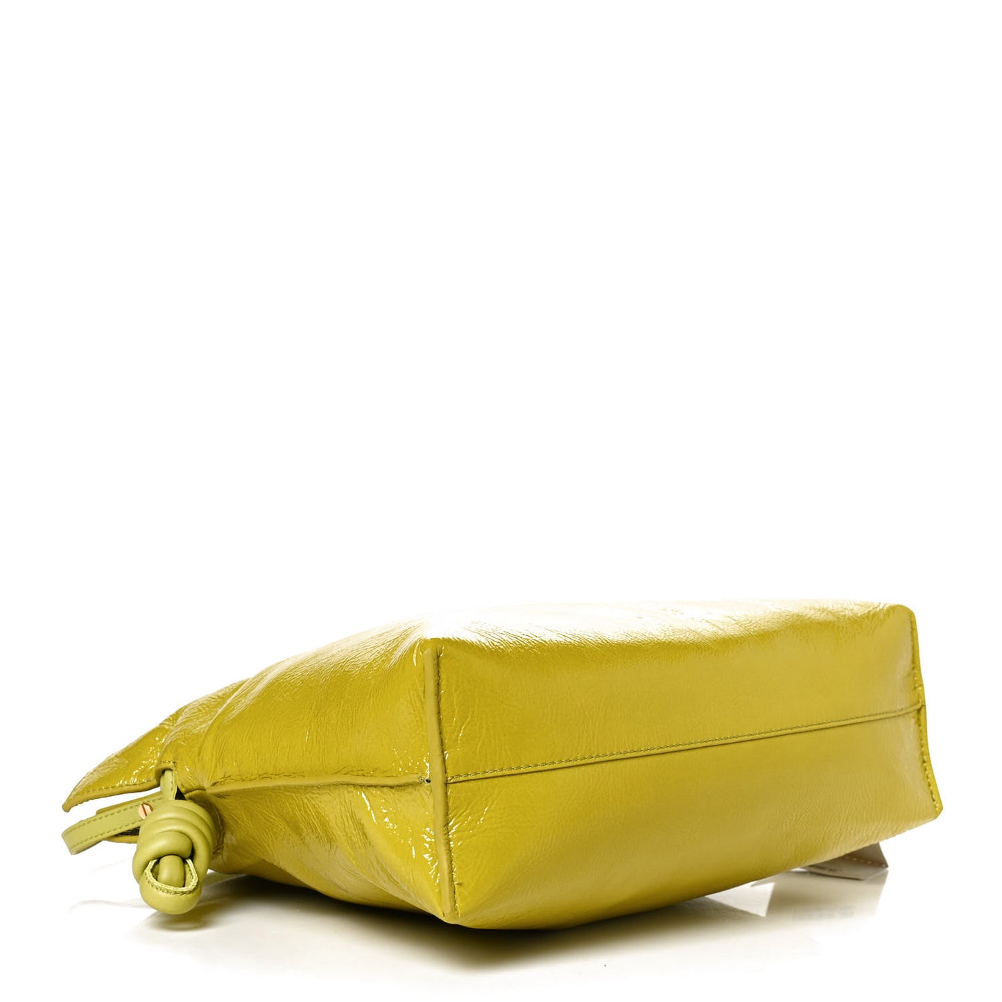 Crackle Patent Calfskin Small Flamenco Knot Bag Yellow