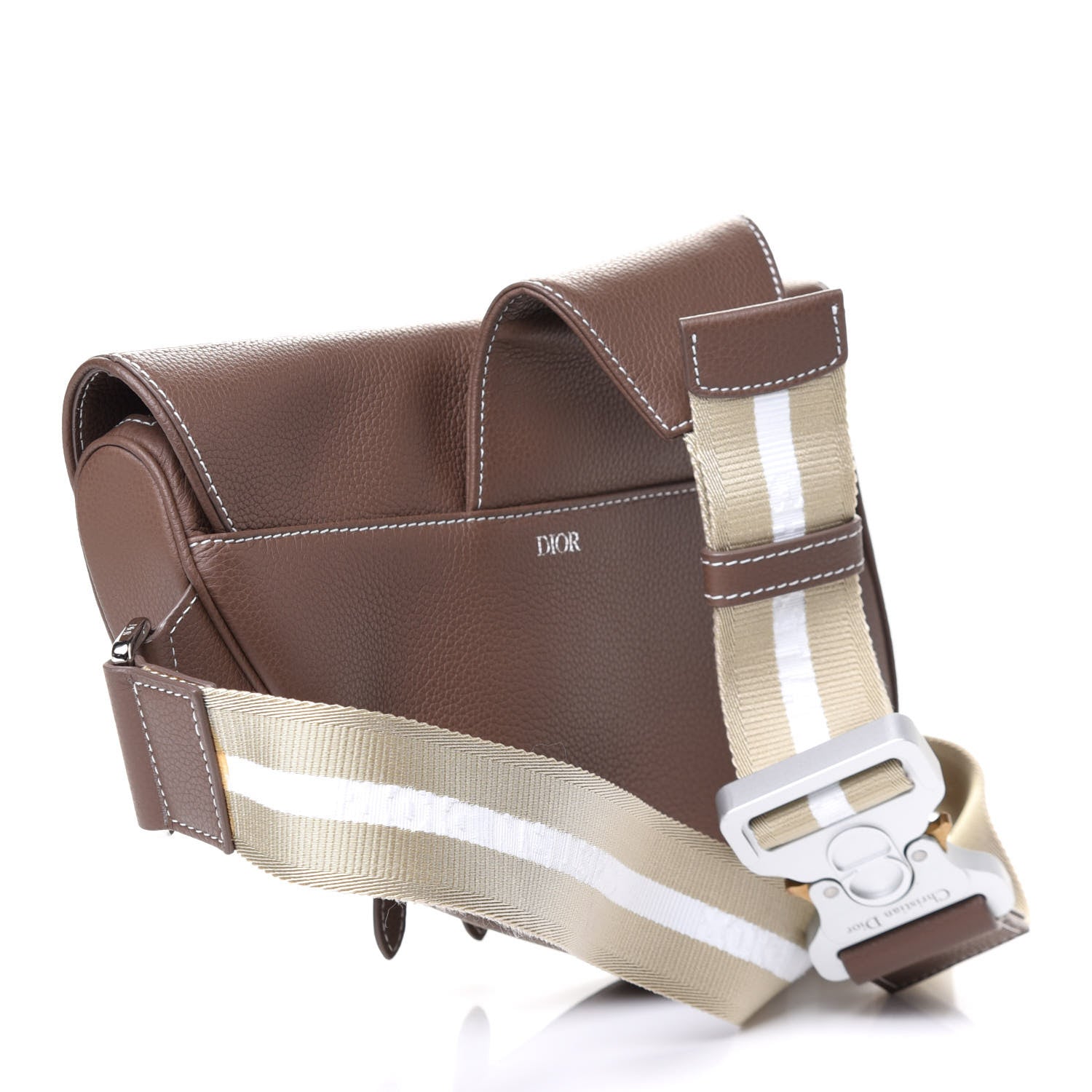 Christian Dior Grained Calfskin Kim Jones Saddle Bag Brown 2 of 4