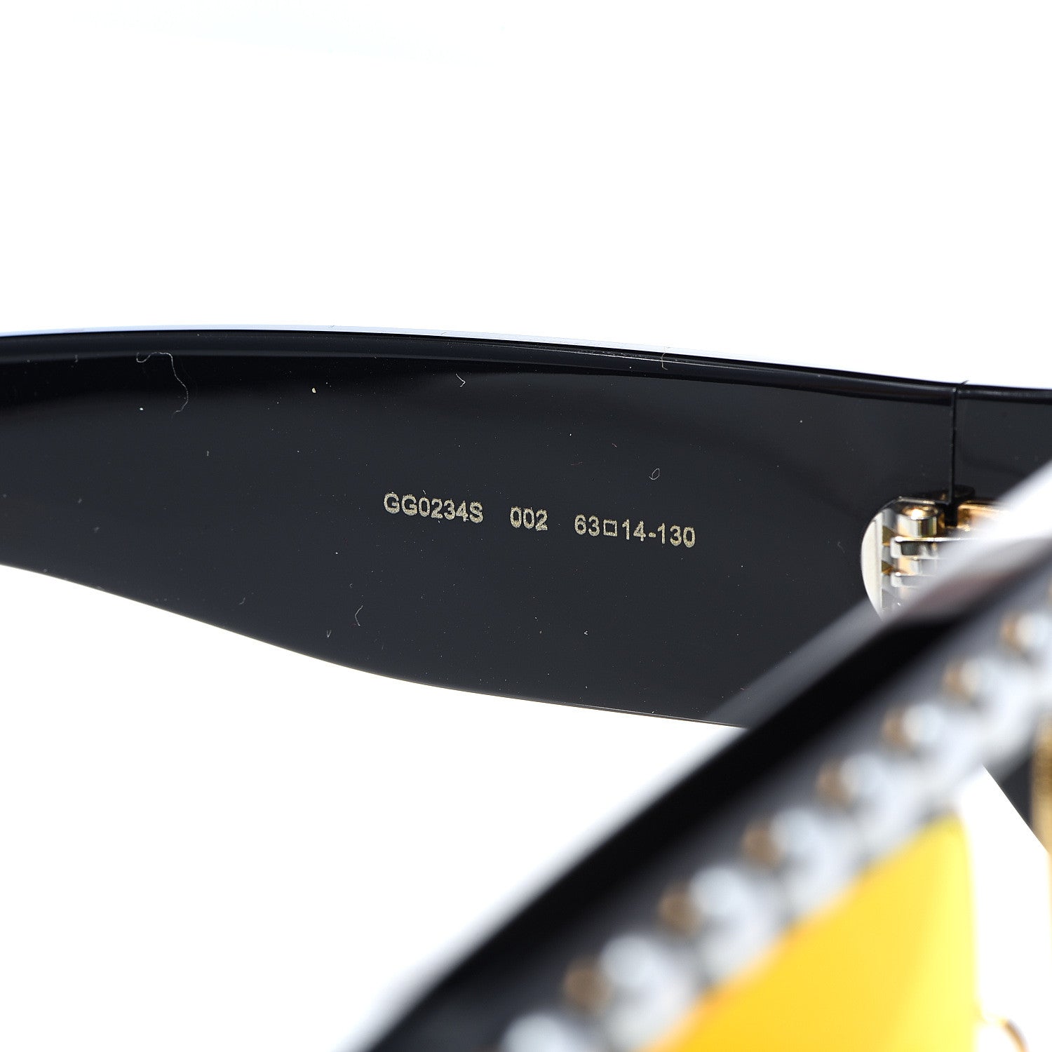 Gucci Acetate Pearl Rectangular Frame Sunglasses GG0234S Black Orange 5 of 7