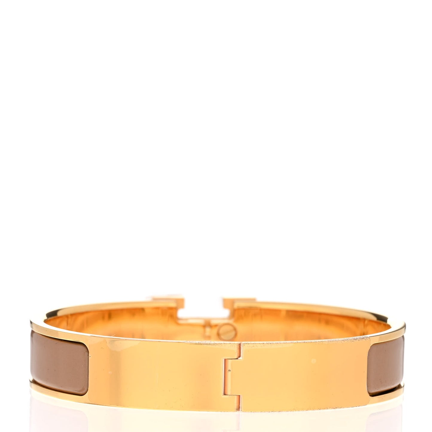 Enamel Narrow Clic Clac H Bracelet GM Marron Glace