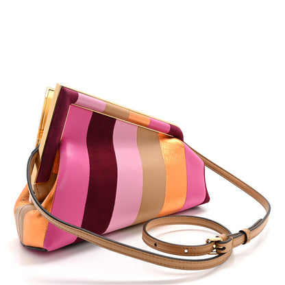 Fendi Nappa Suede Striped Inlay Small Fendi First Pink Multicolor 3 of 11