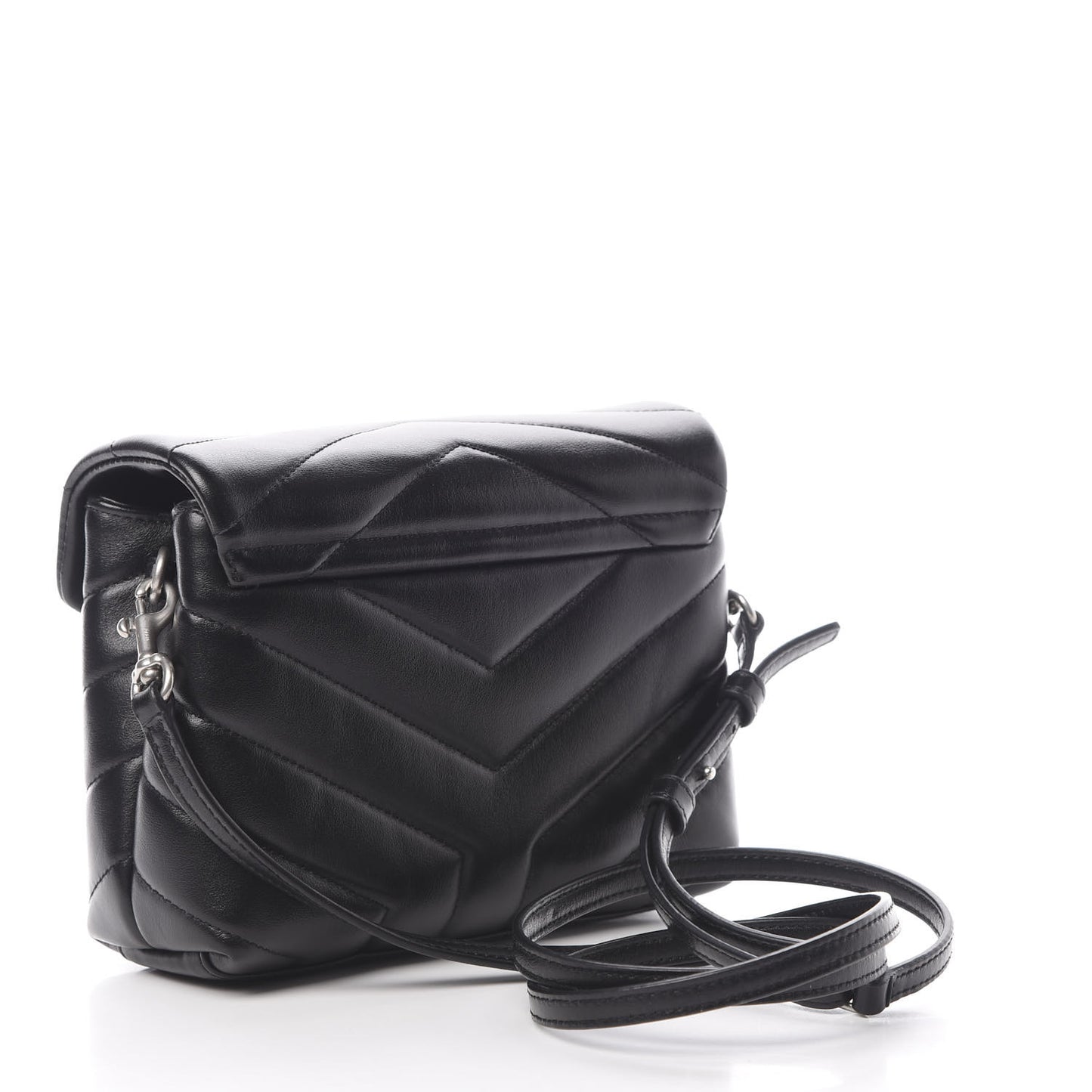 Calfskin Y Quilted Monogram Toy Loulou Crossbody Bag Black