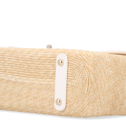 Chanel Raffia Lambskin Medium Flap Bag Beige White 10 of 11
